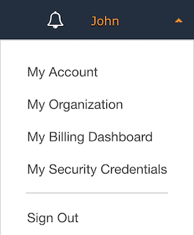 Security Credentials in the navigation menu