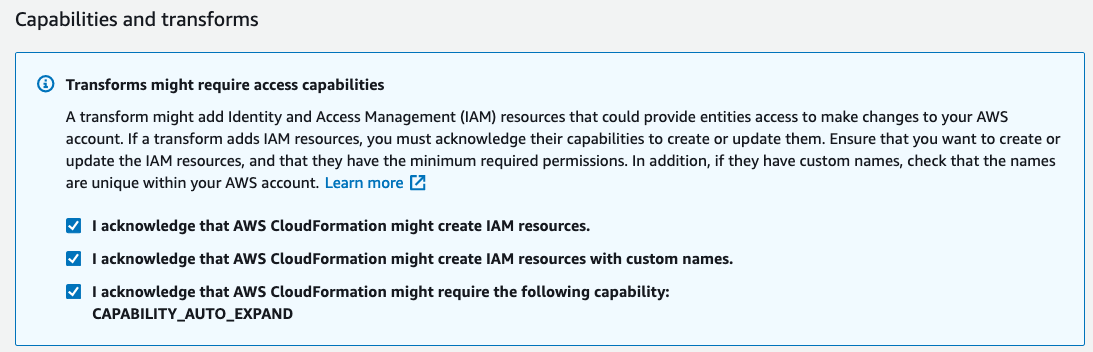 Section1 Acknowledge IAM resources creation